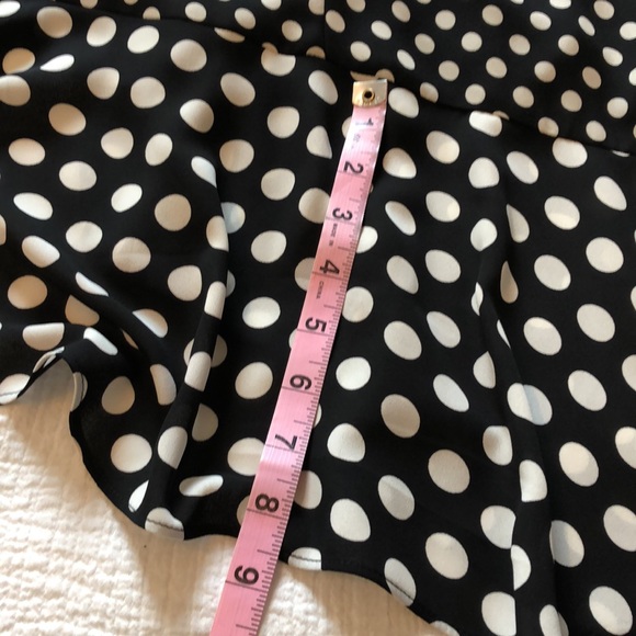 Express Black & White Polka Dot Cocktail Dress with Asymmetrical Ruffled Hemline - Picture 12 of 12